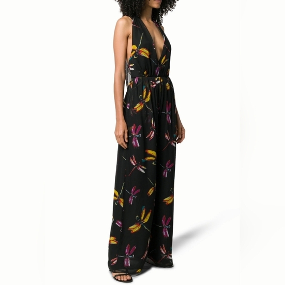 DVF Diane Von Furstenberg Justine Dragonfly Jumpsuit V-neck - Large - Picture 2 of 14